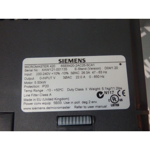 SIEMENS 6SE6440-2AC25-5CA1