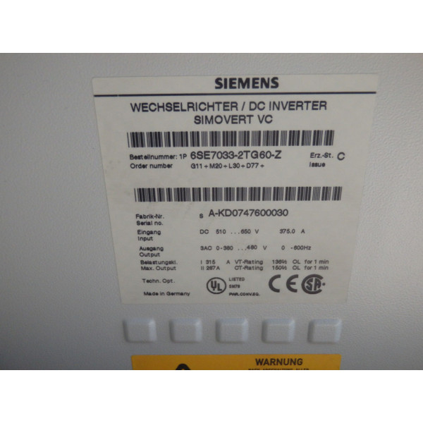 SIEMENS 6SE7033-2TG60