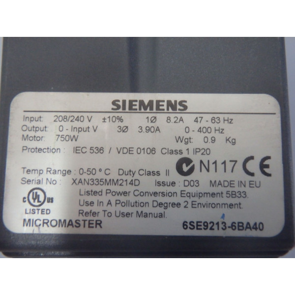 SIEMENS 6SE9213-6BA40