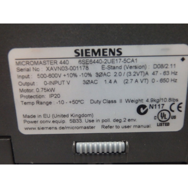 SIEMENS 6SE6440-2UE17-5CA1