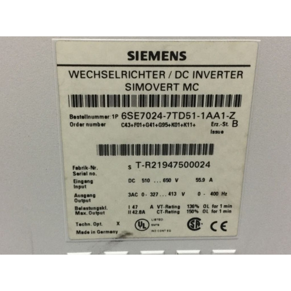 SIEMENS 6SE7024-7TD51-1AA1-Z