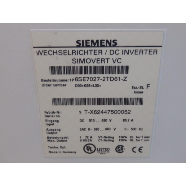 SIEMENS 6SE7027-2TD61