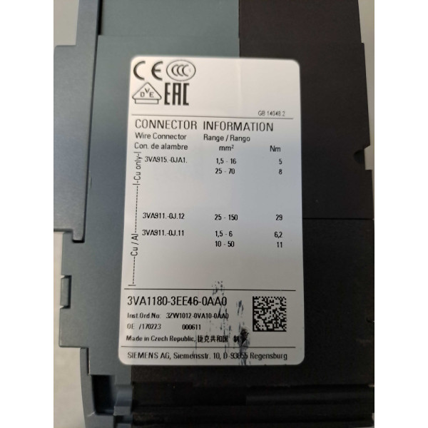 SIEMENS  3VA11803EE460AA0