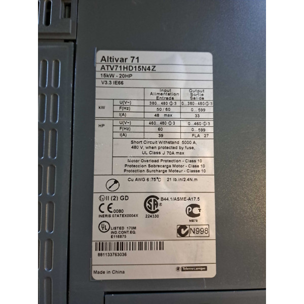 TÉLÉMÉCANIQUE  ATV71HD15N4Z