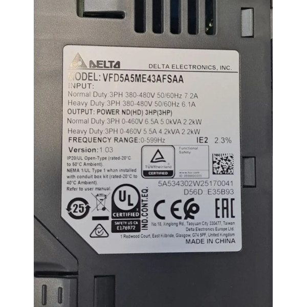 DELTA VFD5A5ME43AFSAA