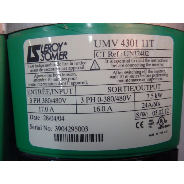 CONTROL TECHNIQUE  UNI 2402