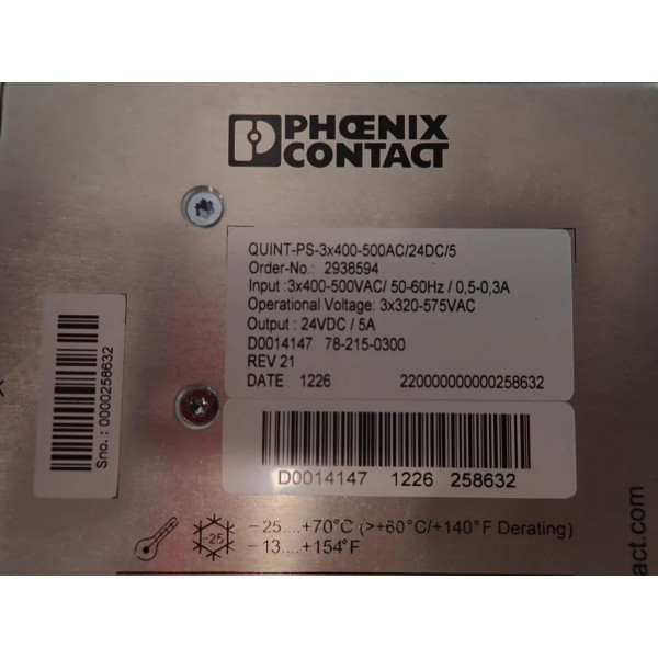 PHOENIX CONTACT  QUINT-PS-3X400-500AC/24DC/5