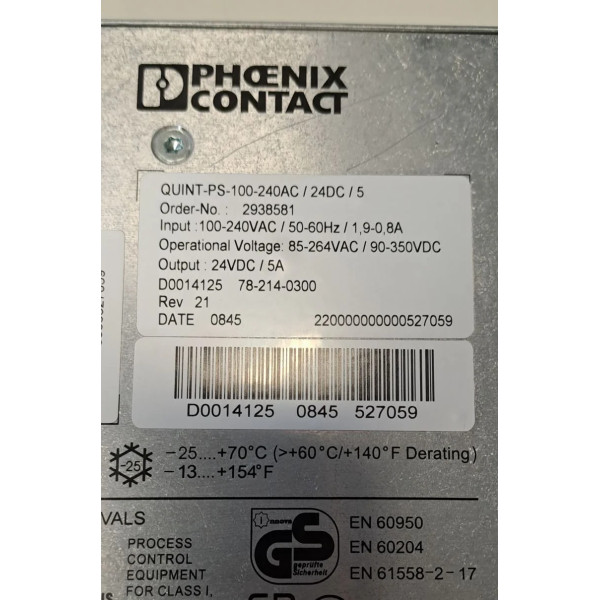 PHOENIX CONTACT  QUINT-PS-100-240AC/24DC/5