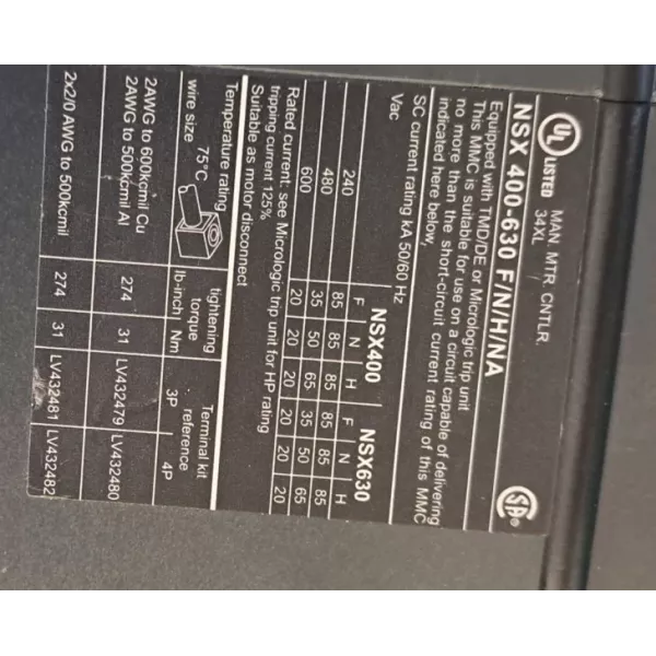 SCHNEIDER  NSX400-630 + NSX400F