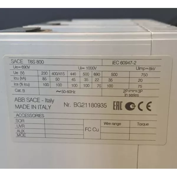 ABB SACE T6S 800