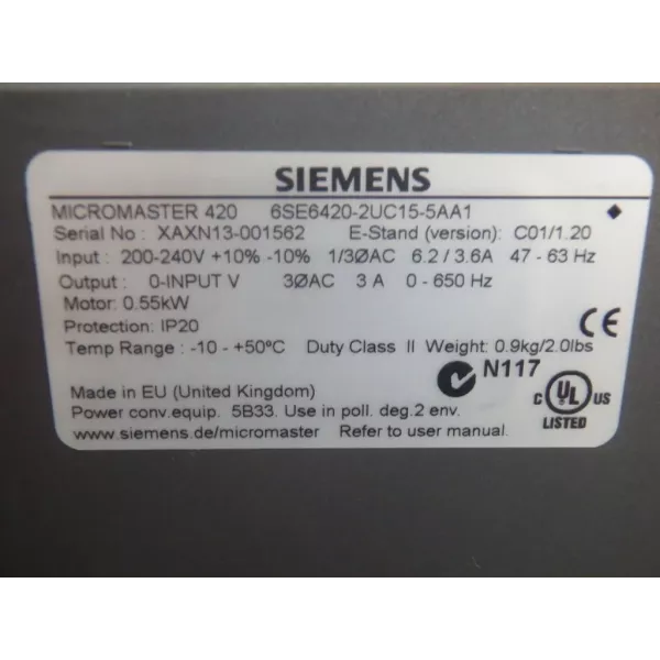 SIEMENS 6SE64202UC155AA1