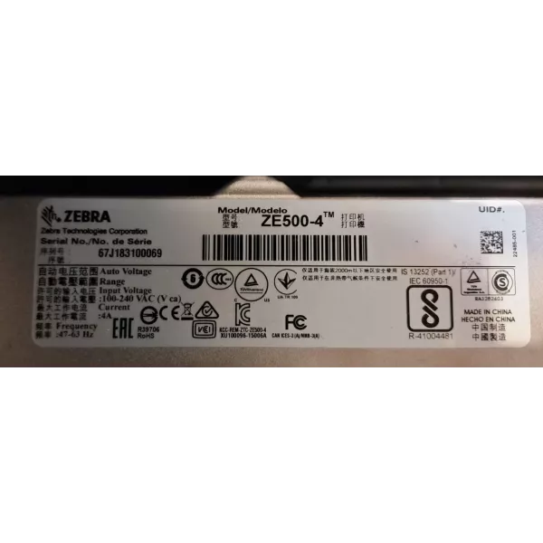 ZEBRA TECHNOLOGIES ZE500