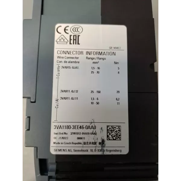 SIEMENS 3VA11803EE460AA0