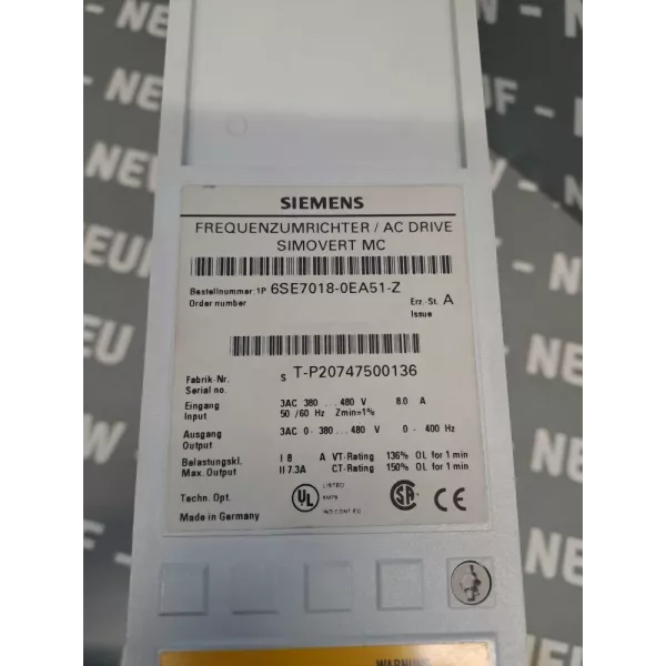 SIEMENS 6SE7018-0EA51-Z