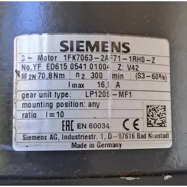 SIEMENS 1FK7063-2AF71-1RH0-Z