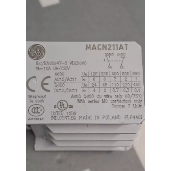 GÉNÉRAL ÉLECTRIQUE  MACN211AT