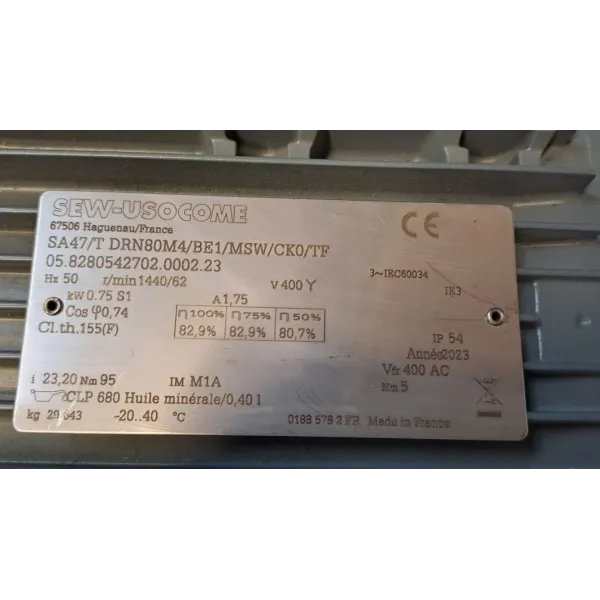 SEW USOCOME SA47/T DRN80M4/BE1/MSW/CK0/TF