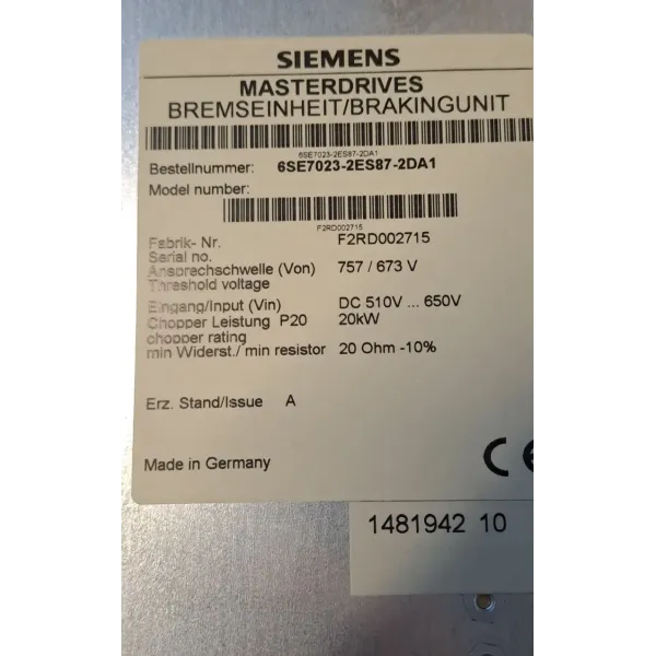 SIEMENS 6SE7023-2ES87-2DA1