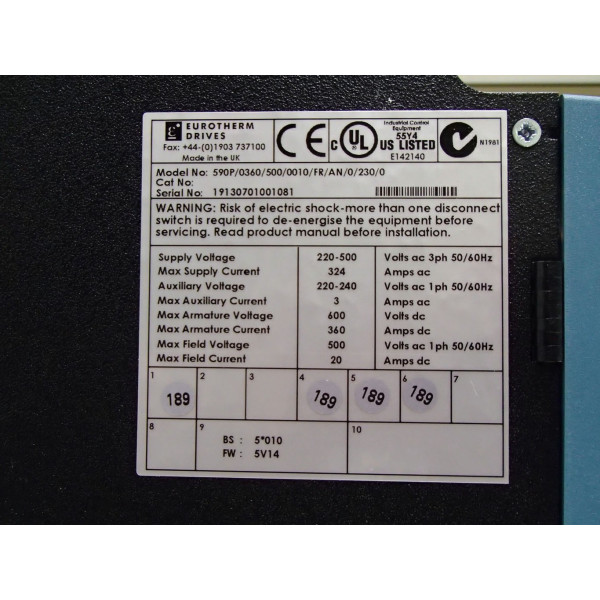 EUROTHERM 590P/0360/500/0010/FR/AN/0/230/0