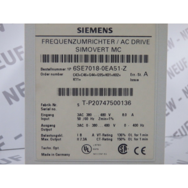 SIEMENS  6SE7018-0EA51-Z