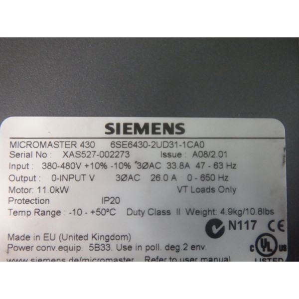 SIEMENS 6SE6430-2UD31-1CA0