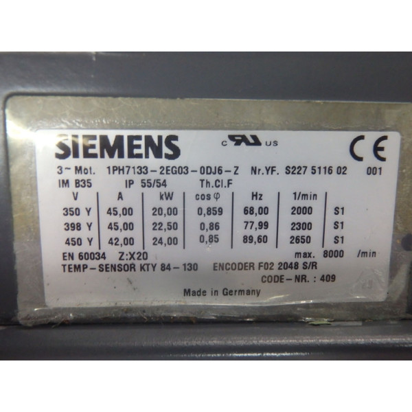 SIEMENS 1PH7133-2EG03-0DJ6-Z