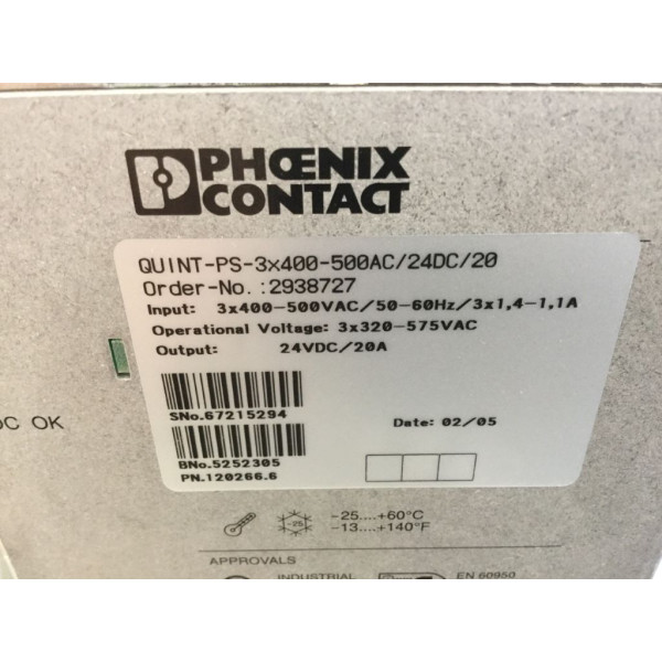 PHOENIX CONTACT QUINT-PS-3X400-500AC/24DC/20