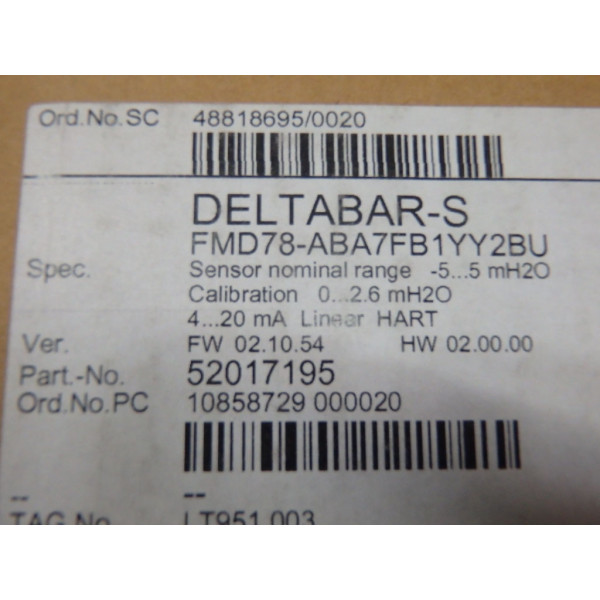ENDRESS HAUSER  DELTABAR-SFMD78-ABA7FB1YY2BU